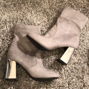Never worn gray heel boots
